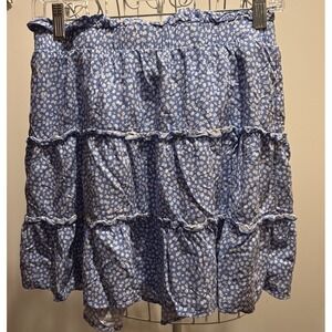 Wild Fable Ladies Size M Blue Floral With Ruffles Skirt 28" X15" Barbie Fairy